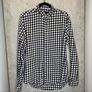 Zara slim fit checkered long sleeve flannel shirt